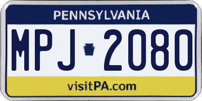 PA license plate MPJ2080