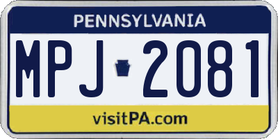 PA license plate MPJ2081