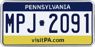 PA license plate MPJ2091