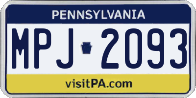 PA license plate MPJ2093