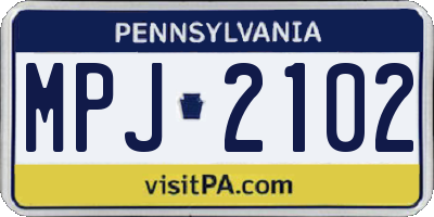 PA license plate MPJ2102