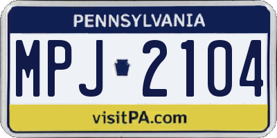 PA license plate MPJ2104