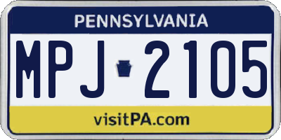PA license plate MPJ2105