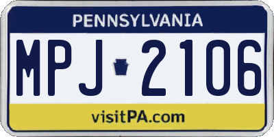 PA license plate MPJ2106