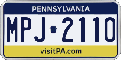 PA license plate MPJ2110