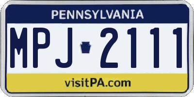 PA license plate MPJ2111