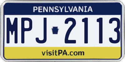 PA license plate MPJ2113