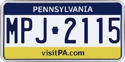 PA license plate MPJ2115