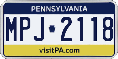 PA license plate MPJ2118