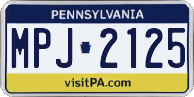 PA license plate MPJ2125