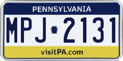 PA license plate MPJ2131