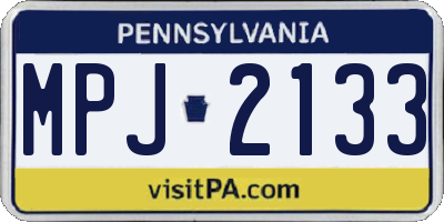 PA license plate MPJ2133