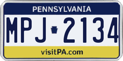 PA license plate MPJ2134