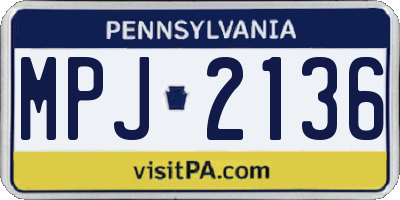 PA license plate MPJ2136
