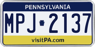 PA license plate MPJ2137