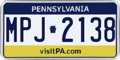 PA license plate MPJ2138