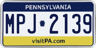 PA license plate MPJ2139