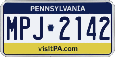 PA license plate MPJ2142