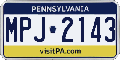 PA license plate MPJ2143