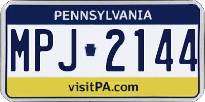 PA license plate MPJ2144