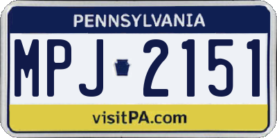 PA license plate MPJ2151