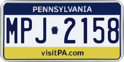 PA license plate MPJ2158