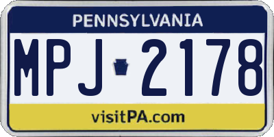 PA license plate MPJ2178