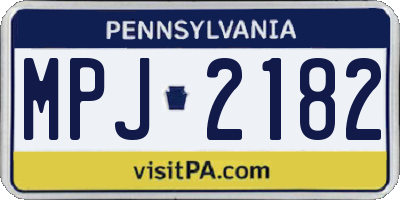 PA license plate MPJ2182