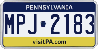 PA license plate MPJ2183