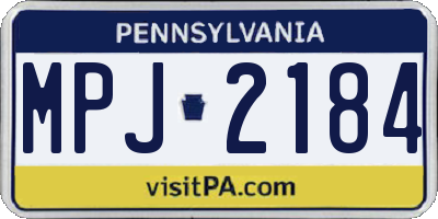 PA license plate MPJ2184