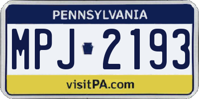 PA license plate MPJ2193