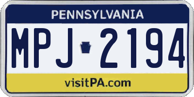PA license plate MPJ2194