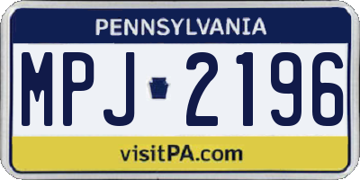 PA license plate MPJ2196
