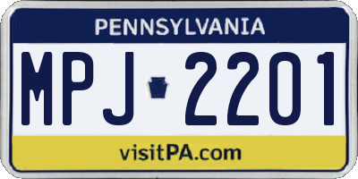 PA license plate MPJ2201