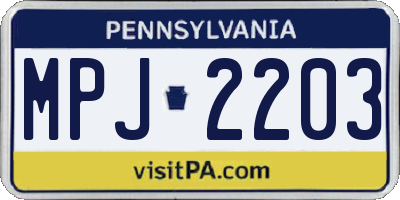 PA license plate MPJ2203