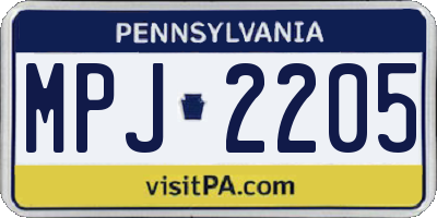 PA license plate MPJ2205