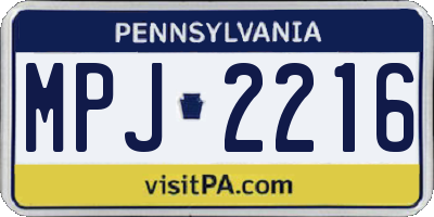 PA license plate MPJ2216
