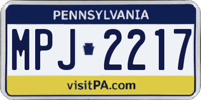 PA license plate MPJ2217