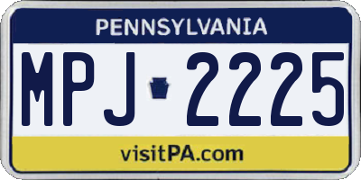 PA license plate MPJ2225