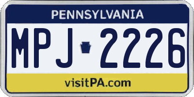 PA license plate MPJ2226