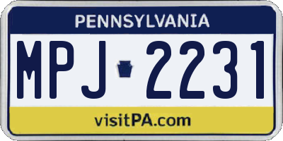 PA license plate MPJ2231