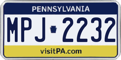 PA license plate MPJ2232