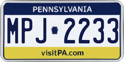 PA license plate MPJ2233