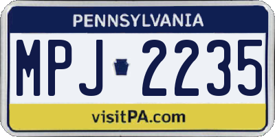 PA license plate MPJ2235