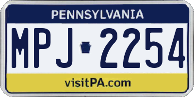 PA license plate MPJ2254