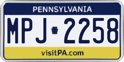 PA license plate MPJ2258