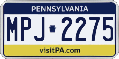 PA license plate MPJ2275