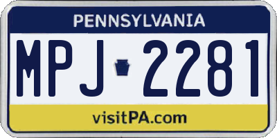 PA license plate MPJ2281