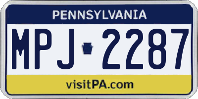 PA license plate MPJ2287
