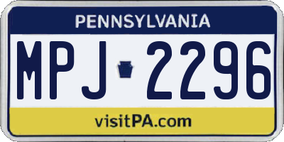 PA license plate MPJ2296